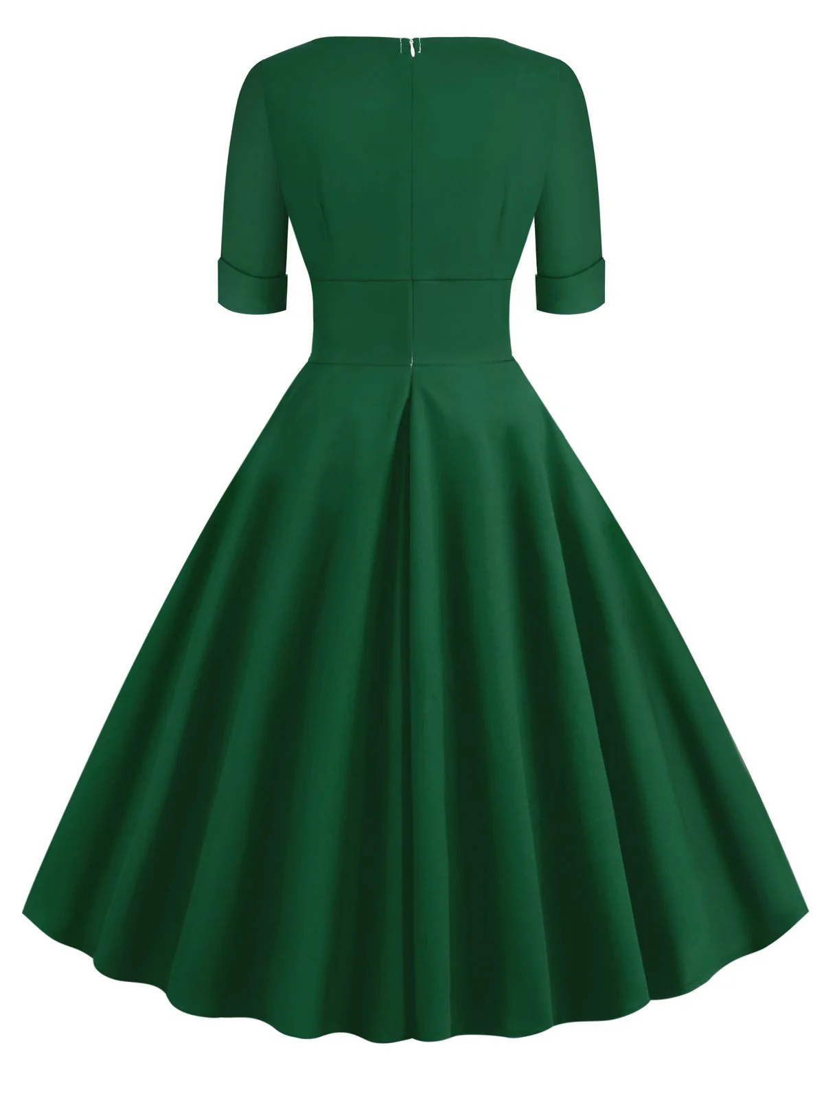 1950s Solid Sweetheart Fold Swing Dress - Image 3