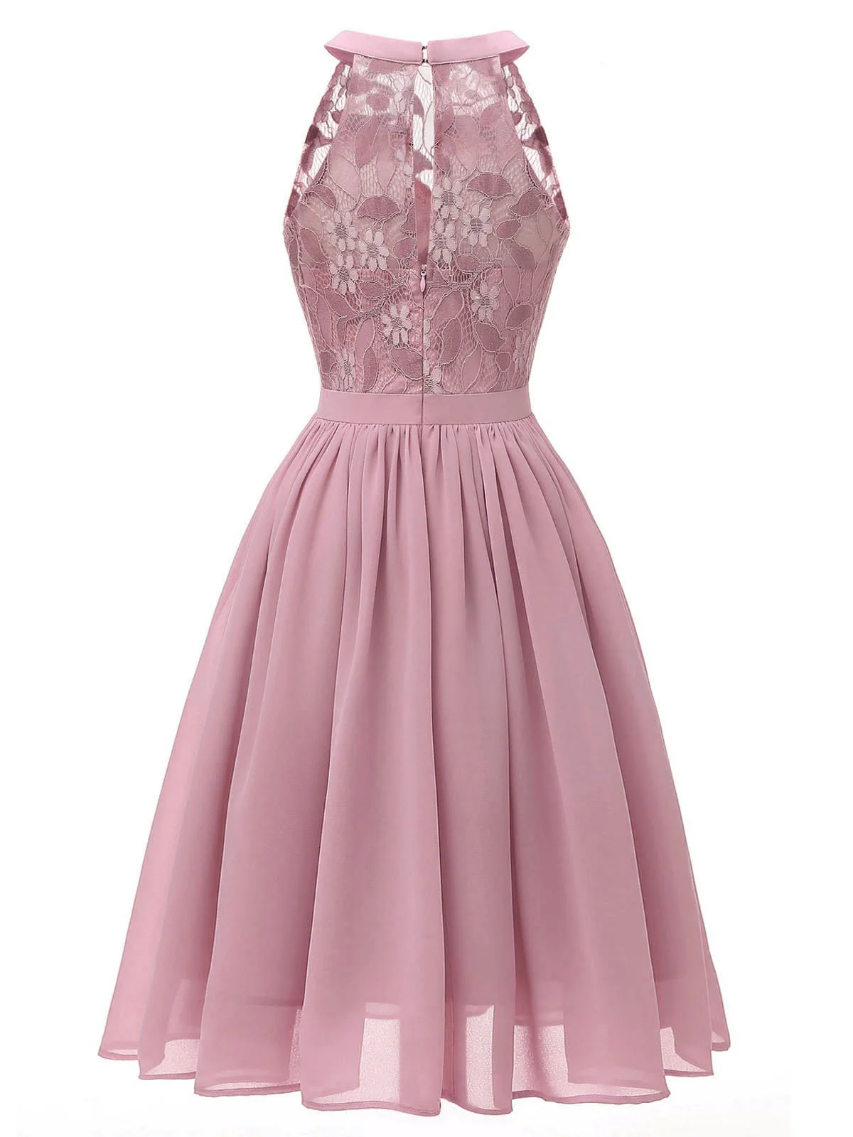 Pink 1950s Floral Lace Swing Dress - Image 3